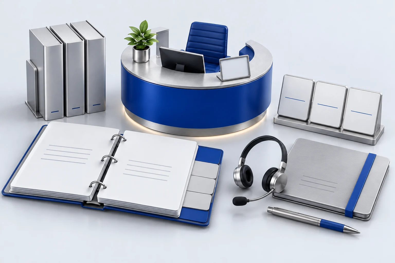 Illustration von Service, Terminplanung und Firmenwissen